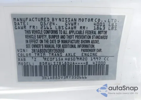 2024 Nissan Sentra Sr Xtronic Cvt from USA, damaged, VIN 3N1AB8DV3RY350666